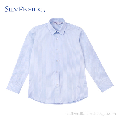 Classic cotton stripe boys casual button down shirt